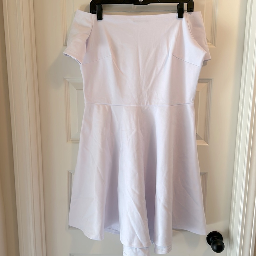 White Off Shoulder Babydoll/Skater Dress